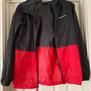Columbia rain jacket red and black